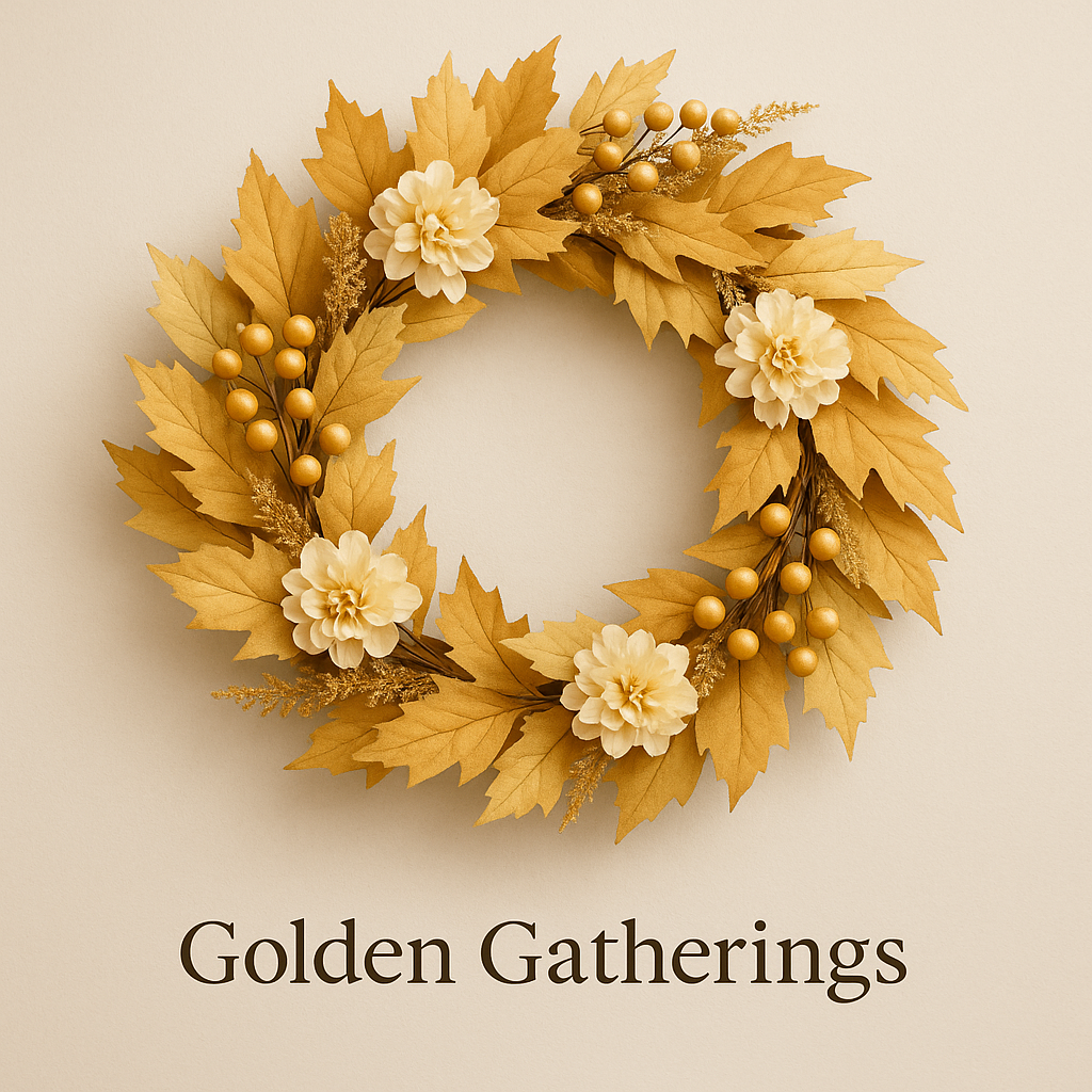 Golden Gatherings Wreath-Elegant Champagne and Cream Fall Decor