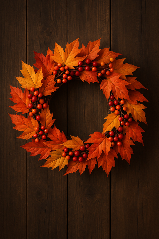Autumn Harvest Foliage Wreath -Warm Fall Door and Home Decor